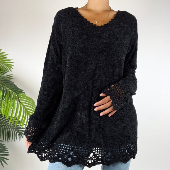 Bobbie Brooks Sweaters - Vintage 90s Grunge Cottagecore Cozy Knit Oversized Grandma Sweater / Size: XL